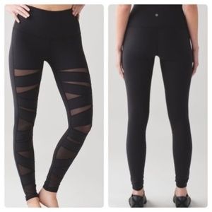 Lululemon Wunder Under High Rise Mesh Black Tight